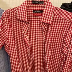 Saks Fifth Ave dress shirt 15 1/2 neck, 34-45 inch sleeve. Freshly drycleaned